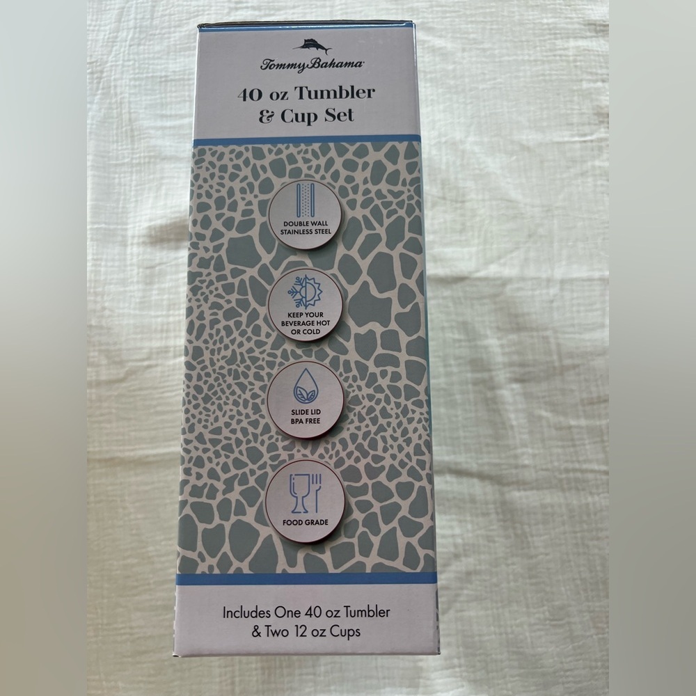 Tommy Bahama 1pc. 40oz Tumbler & 2pcs. 12oz Cup Set – New in Box - Picture 2 of 8